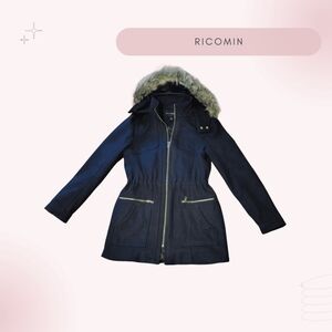 Navy Blue Hooded Coat